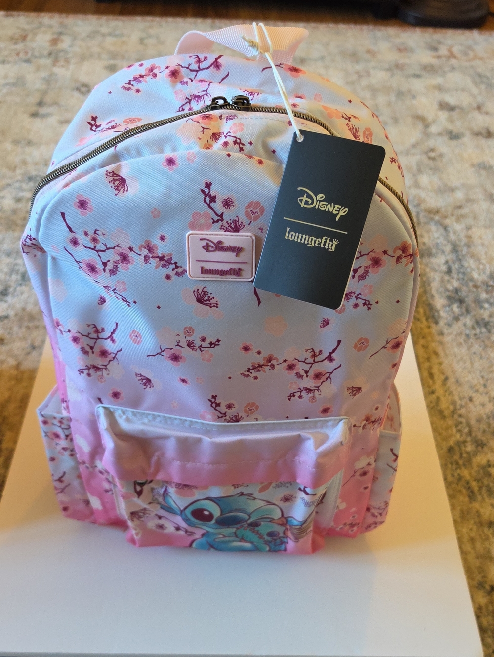 Loungefly Disney Stitch And Scrump Cherry Blossom Canvas Backpack. NWT